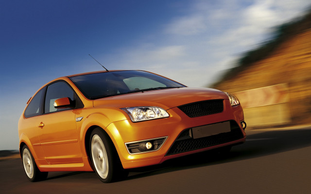 Orange car forest hill blue free wallpaper - medium preview image