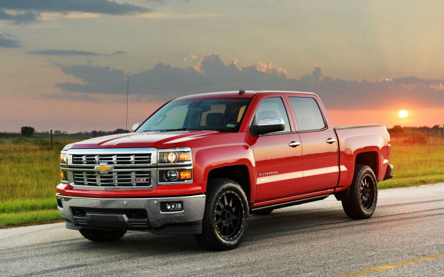 Red truck sunset clouds mountains free wallpaper - medium preview image