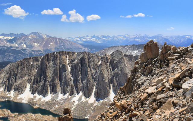 Mountain lake clouds rocks outdoor free wallpaper - medium preview image