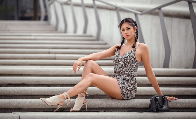 Woman leopard print dress highheels #2 free wallpaper - medium preview image