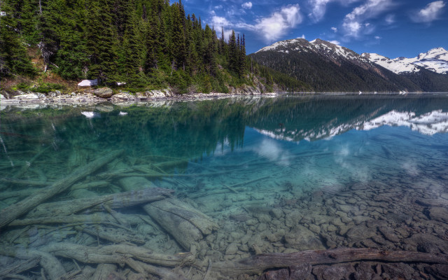 Lake mountains trees clouds sky #6 free wallpaper - medium preview image