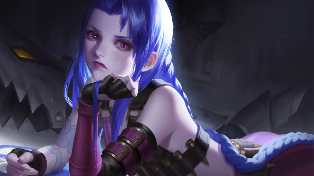 Blue haired woman sword du free wallpaper - medium preview image