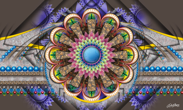 Colorful abstract blue center psychedelic free wallpaper - medium preview image