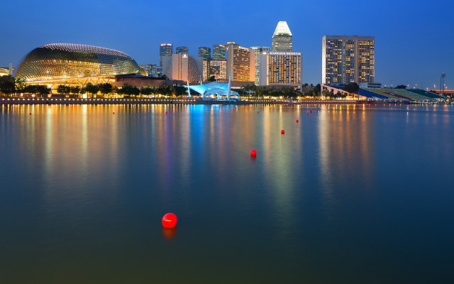 City lake skyline lights night free wallpaper - medium preview image