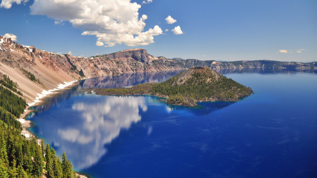Lake mountains trees sunny clouds #3 free wallpaper - medium preview image