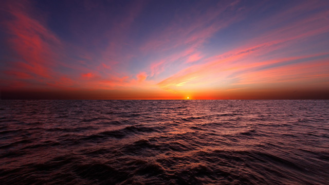 Sunset ocean boat clouds sky #2 free wallpaper - medium preview image