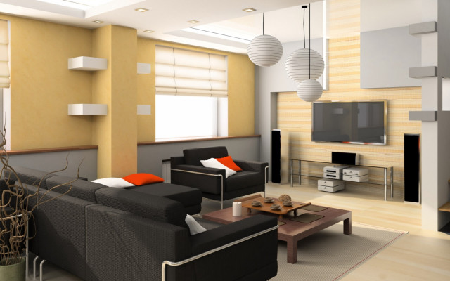 Living room minimalist 3d rendering free wallpaper - medium preview image