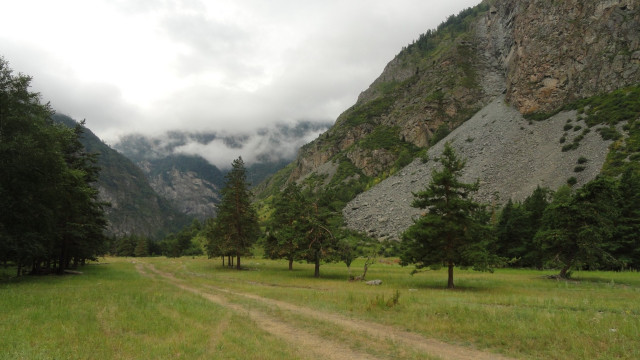 Dirt road grassy field mountains free wallpaper - medium preview image