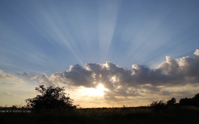 Sunbeam clouds field cityscape mountain free wallpaper - medium preview image