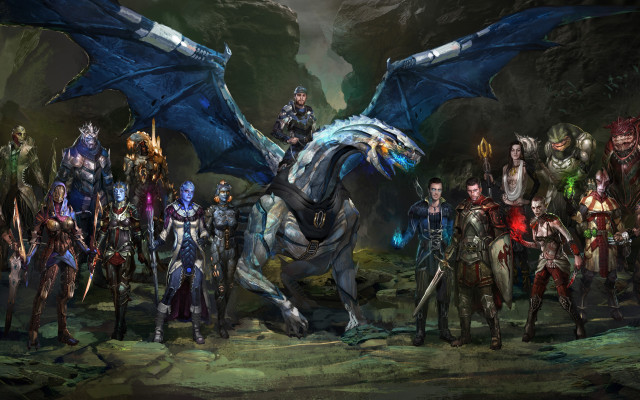 Epic fantasy group dragon horses free wallpaper - medium preview image