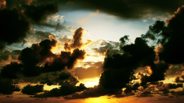 Sunset clouds plane water boat free wallpaper - medium preview image