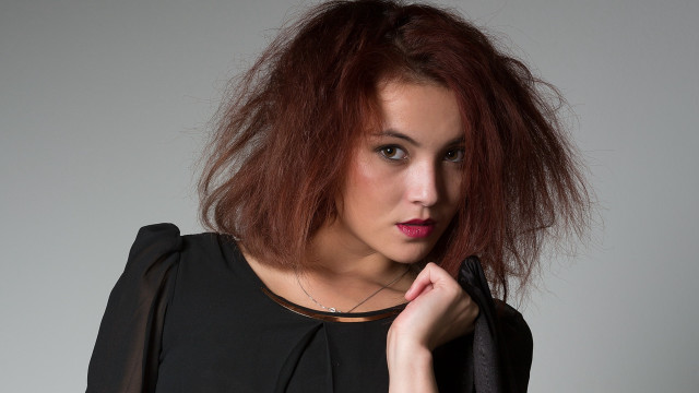 Red haired woman fashion shoot free wallpaper - medium preview image
