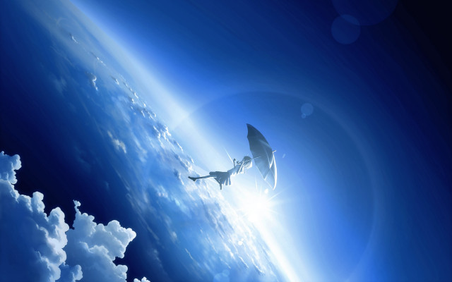 Plane clouds sky sun horizon free wallpaper - medium preview image