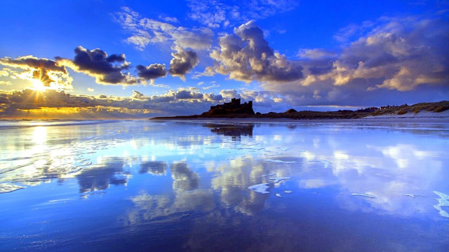 Beach castle clouds reflections magic free wallpaper - medium preview image