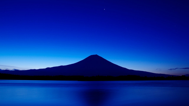 Mountain night blue sky ocean free wallpaper - medium preview image