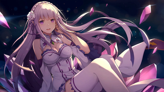 Long hair purple outfit flower free wallpaper - medium preview image