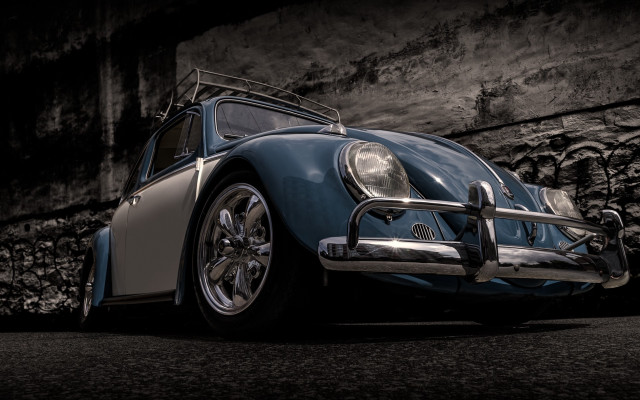 Blue white car stone wall free wallpaper - medium preview image