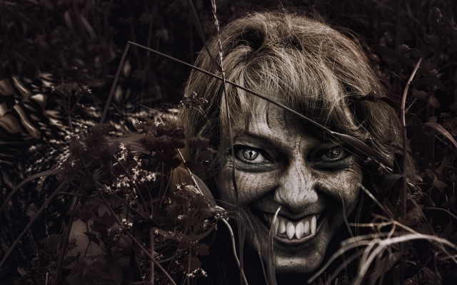 Creepy woman hiding grass gothic free wallpaper - medium preview image