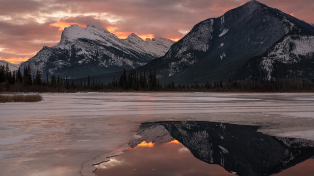 Mountain lake sunset pink sky #8 free wallpaper - medium preview image