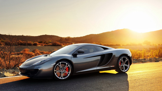 Grey sports car mountain sunset #2 free wallpaper - medium preview image