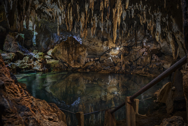 Cave pool staircase entrance water free wallpaper - medium preview image