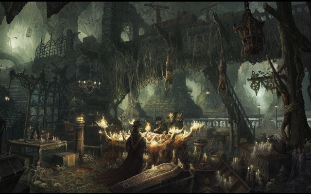 Dark forest lights gothic fantasy free wallpaper - medium preview image