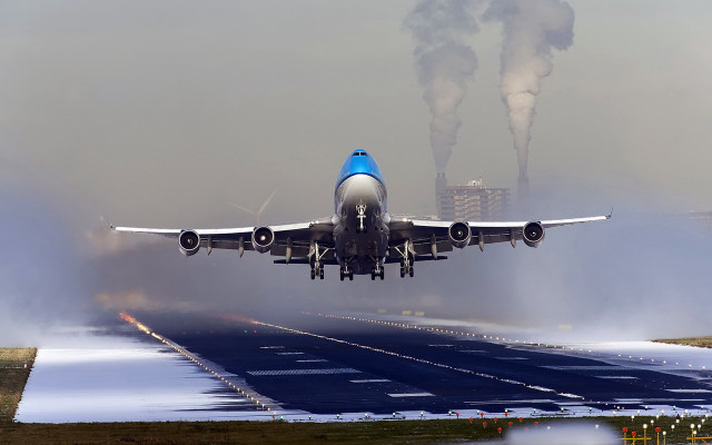 Jetliner cloudy sky smoke military free wallpaper - medium preview image