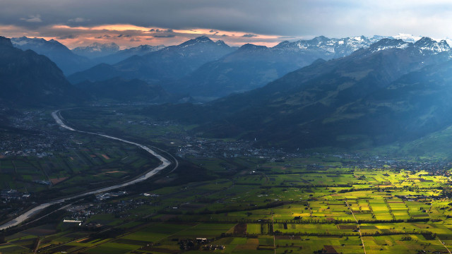 Valley river mountains sunset heidelberg free wallpaper - medium preview image
