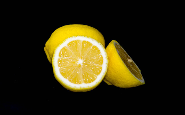 Lemon halved whole lemon black free wallpaper - medium preview image
