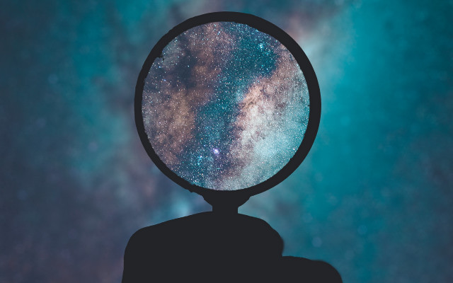 Starry sky reflection magnifying glass free wallpaper - medium preview image