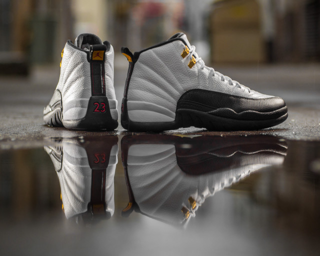 White black sneakers reflective surface free wallpaper - medium preview image