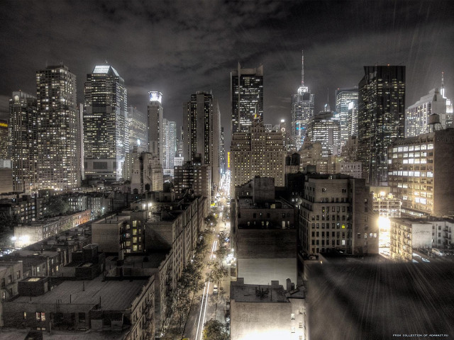 City skyline night clouds bridge free wallpaper - medium preview image