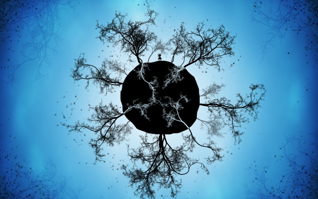 Bare tree blue moon fractal free wallpaper - medium preview image