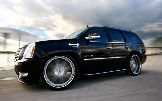 Black suv street water clouds free wallpaper - medium preview image