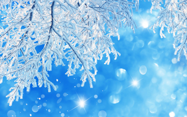Blue sky snowflakes moon bokeh free wallpaper - medium preview image