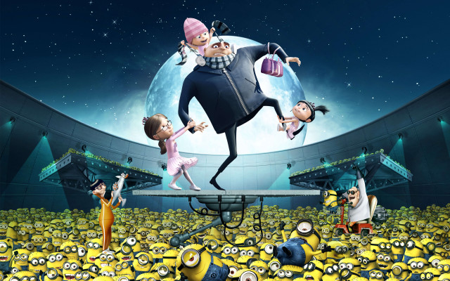 Cartoon man stage minions moon free wallpaper - medium preview image