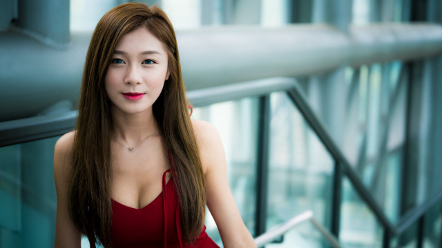 Red dress blue eyes cosplay free wallpaper - medium preview image
