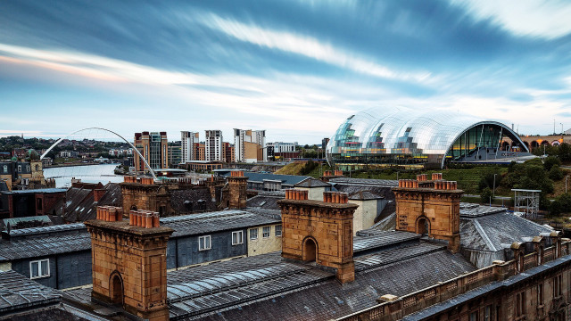 City skyline bridge building beach free wallpaper - medium preview image