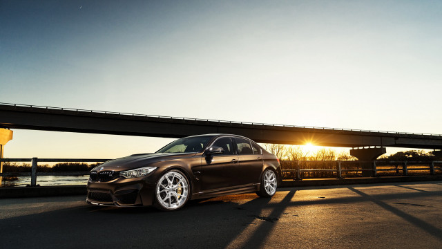 Brown car parked near bridge free wallpaper - medium preview image