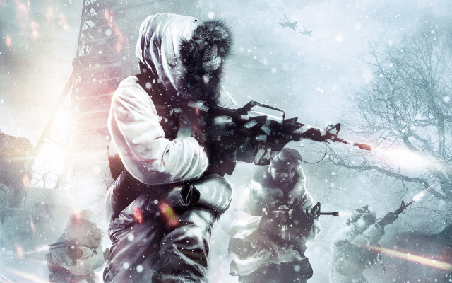 Man gun snowy night starry free wallpaper - medium preview image
