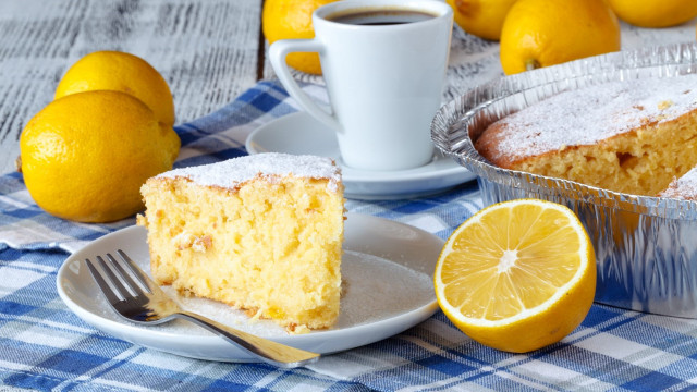 Cake plate fork coffee lemons free wallpaper - medium preview image