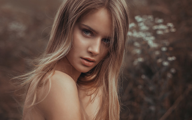 Woman long hair field blonde free wallpaper - medium preview image