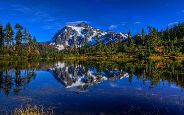 Mountain reflection lake forest sky #5 free wallpaper - medium preview image