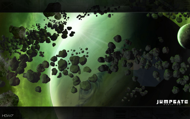 Space station rocks planets green free wallpaper - medium preview image