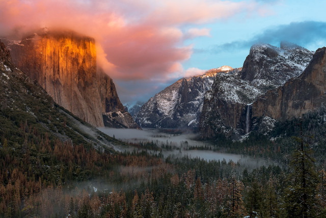 Mountain river trees cloudy sky free wallpaper - medium preview image