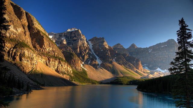 Mountain lake forest snowy horizon #4 free wallpaper - medium preview image