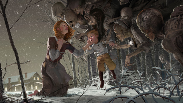 Snowy forest creepy creatures fantasy free wallpaper - medium preview image