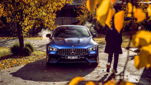 Man blue mercedes autumn leaves free wallpaper - medium preview image