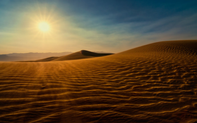 Desert sunset sand dunes mountains free wallpaper - medium preview image