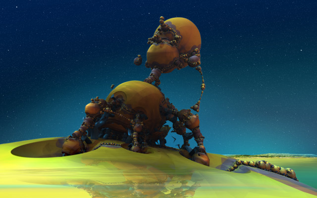 Strange creature night hill stars free wallpaper - medium preview image